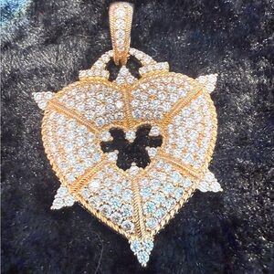 Rare Judith Ripka Rose Gold Clad SS Heart Enhacer NWOT